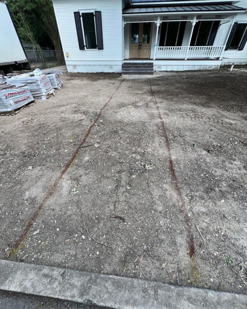 Precision site marking and grading for a new architectural walkway in a historic district